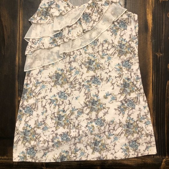 Maurice's SZ S Pretty Blue Floral Racerback Top-small area w/mesh insert on back - Picture 6 of 8